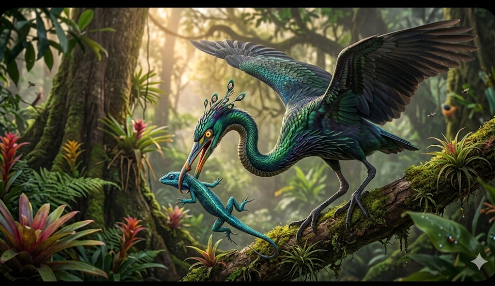 Mystical Emerald Guardian: Ethereal Bird of the Deep Jungle